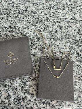 Kendra Scott Gold Layered Cross and Bar Necklace